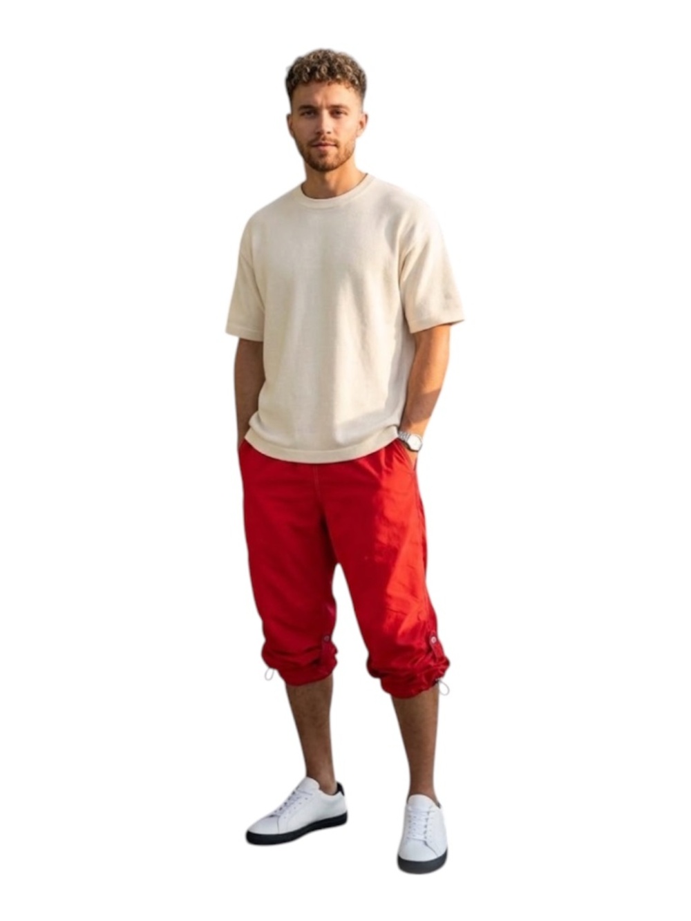 Vintage Nylon Parachute Capri Pants Sz L Red Y2K Streetwear 2000s Skater USA